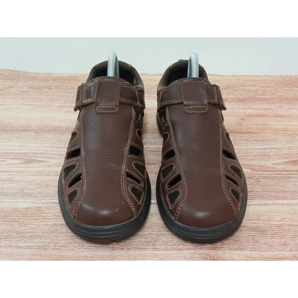 Men's Sandals Shoes Mexican Cklass Brown Leather Hook & Loop Size Size 9